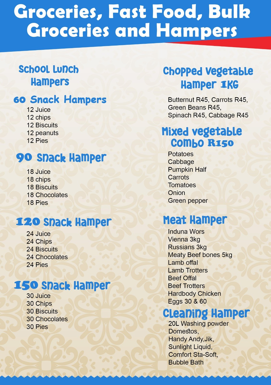 Goodies Supermarket grocery and school lunch hamper options